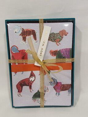 NEW Anthropologie Ski Holiday Boxed Card Set Dog Themed 20 Cards & 20 Envelopes